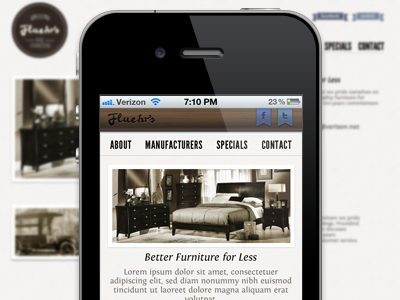 Fluehr's Furniture responsive site css3 furniture responsive responsive design social media texture web wood