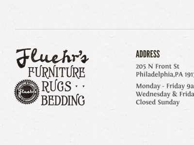 Fluehr's Furniture Footer css3 footer texture typography vintage web