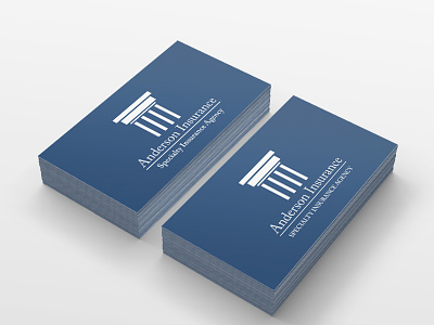 Anderson Cards blue branding business cards established insurance pillar simple
