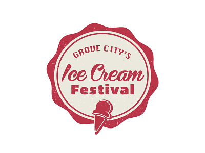 Icecream Festival Logo 50s ice cream red script font seal logo vintage logo