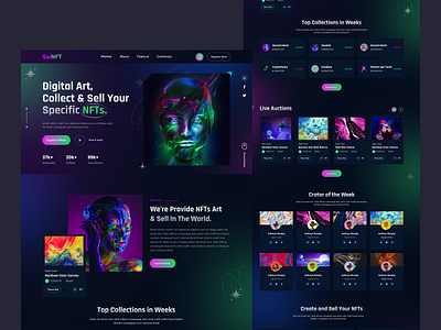 SaiNFT.-NFT Marketplace Website 2022 trend art bitcoin cryptoart cryptocurrency dark eth header landing page marketplace nft ui nfts toke ui ui design ui ux ux web art web design website