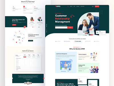 Quiety-CRM Landing Page b2b clean concept crm customer relationship managment helpdesk hr hr management intergration landing page managment marketing sales ui