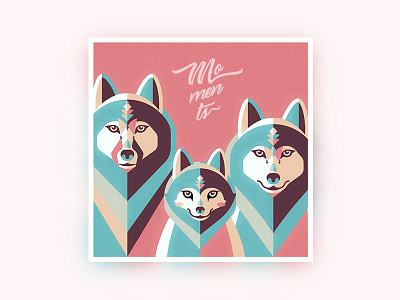 Happy Moments geometric illustration wolves