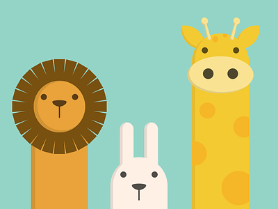 Keep Calm.. animal calm character cute flat giraffe illustrations lion rabbit silent simple sticker