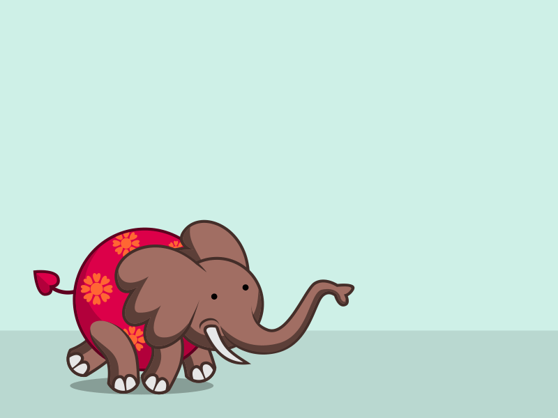 Flying Elephant animal cartoon character cute elephant flat illustrations motion sticker
