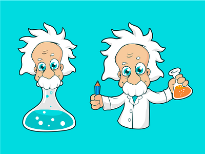 Einstein Mascot cartoon characters einstein laboratory logo mascot professor sticker