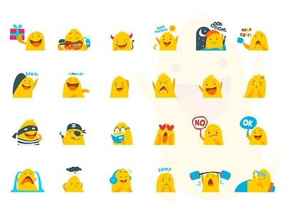 Yella character cute emoticon funny sticker