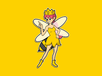 Queen Bee bee cartoon character mascot princess queen sticker