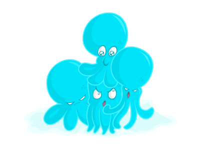 Octopus Family cartoon character mascot octopus sticker