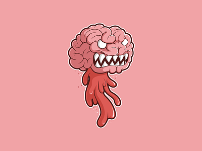 Brainy Monster cartoon character doodle emoticon logo mascot sticker