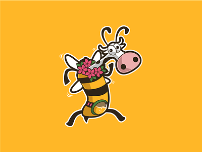 Bee Cow Character cartoon character emoji emoticon illustration logo mascot sticker vector