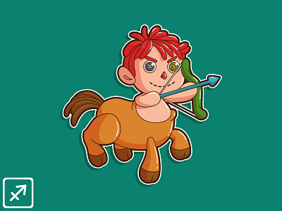 Flat Zodiac Sagittarius cartoon horoscope illustration mascot sticker vector zodiac