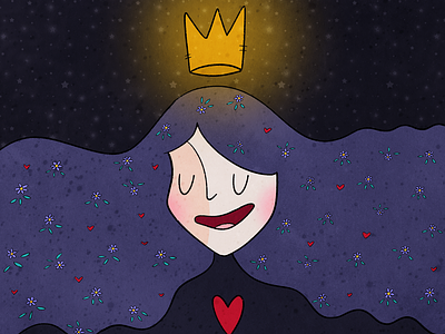 Queen colorful galaxy girl heart kids kidsart leaves love procreate queen sky spacegirl