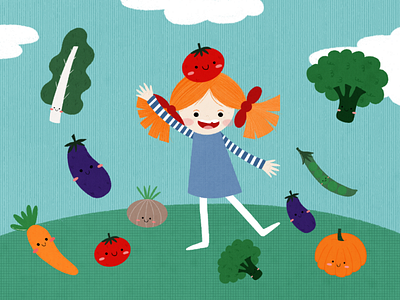 Patty in Vegetables Land... fresh healthy kidsart veggie