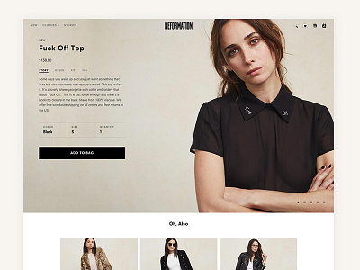 Reformation – Product Detail Page ecommerce fashion photography reformation