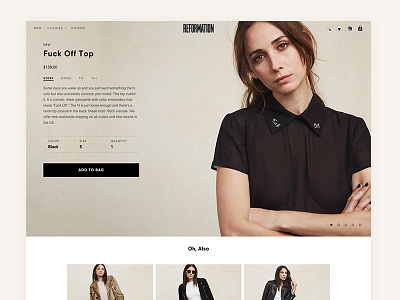 Reformation – Product Detail Page