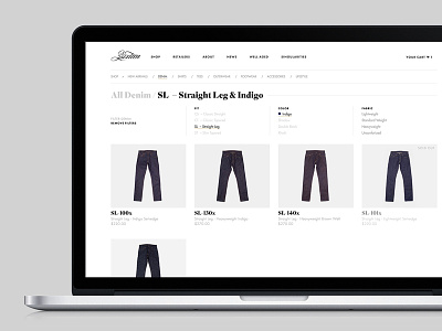 Filterable Denim denim ecommerce fashion products typography