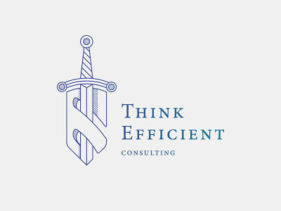 Think Efficient Consulting b2b business combined combining consulting lawyer logo monogram outlined shield sword two letters
