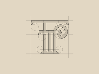 TTP — Construction of monogram construction grid logo monogram paper wip work in progress