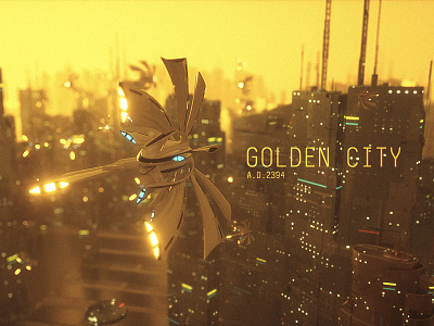 Golden City building c4d city gold octane urban
