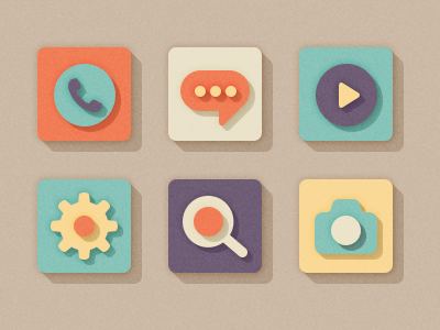 Squares colors flat icons shadow style
