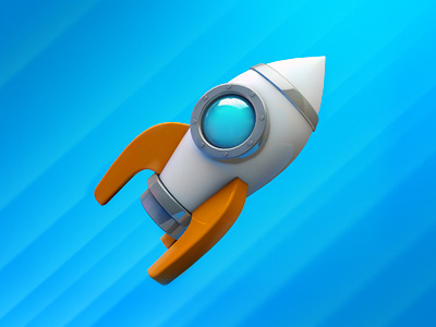Rocket 3d glossy icon illustration metall rocket turbaba