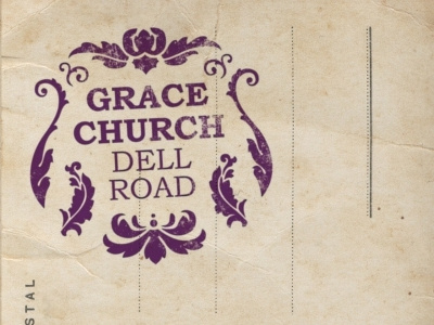 gcdr idea church gcdr grace church dell road logo purple stamp