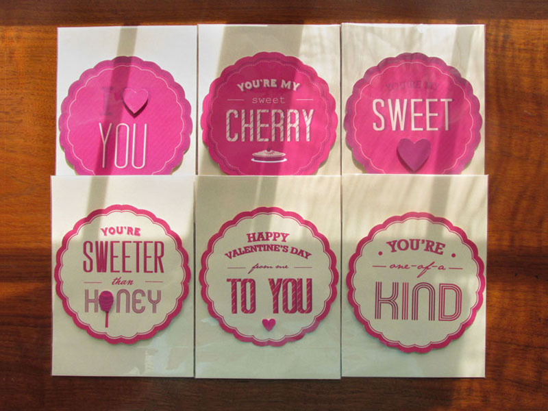 Valentine's Day Cards style typography pink print cherry graphic design handmade card valentines sweet love