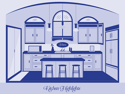 Custom Open Kitchen design digital art home decor home kitchen illustration kitchen vector vector illustration