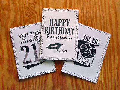 Unique Cards for Him birthday black cards design handmade illustrations men typography women