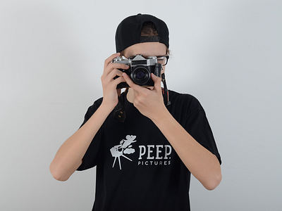 Peep Pictures | Logo & Identity Design branding design graphic design identity illustration logo man photographer shot studio tshirt