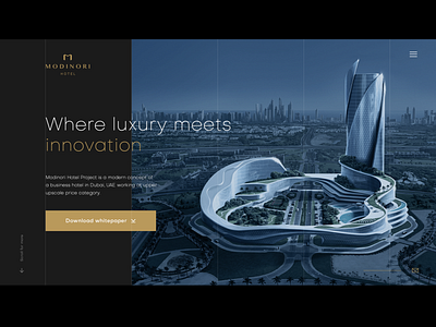 Modinori Hotel Project | Website Design - Hero blockchain hotel ivvovations luxury minimal robot