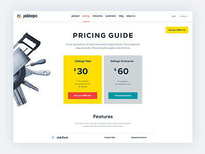 Joblogic Pricing page design logo webdesign