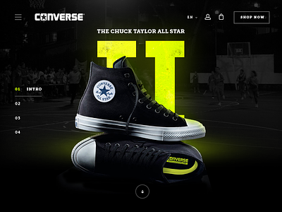 Converse All Star II black design homepage logo neon webdesign