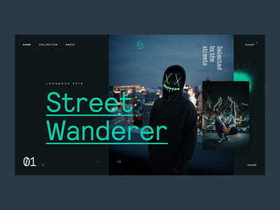 Street Wanderer branding concept design flat homepage interface neon streets ui webdesign