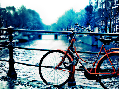 Orange Bike amsterdam bike blue moody orange photograph