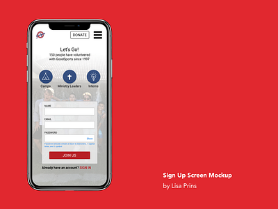 iPhone X Mockup: Sign Up