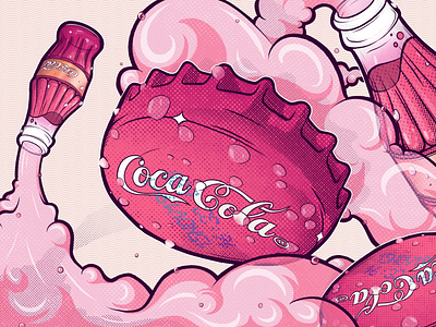 Coca-Cola art cocacola digitalart digitaldrawing editorial illustration gradients ill illustration linework procreatre textures truegrittexturesupply vapourwave