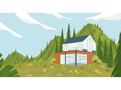 House and mountains illustration mountains vector