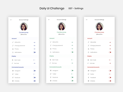 Daily UI Challenge 007 app app design dailyui dailyui007 dailyuichallenge design settings page ui design uxdesign