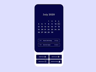 Daily UI Challenge #38 Calendar app calendar dailyui dailyui038 design july typography ui ux