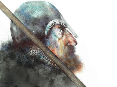 Viking - i2i Art Inc. - ©Talya Baldwin handpainted i2i art illustration illustrator painterly portrait talya baldwin traditional art viking warrior watercolor art watercolor painting watercolour