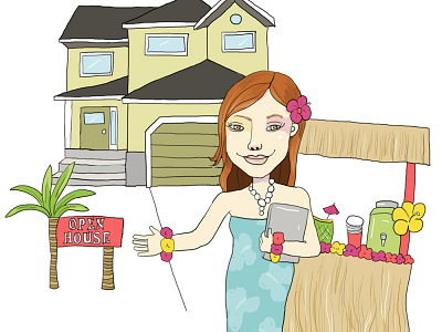 Your Realtor - i2i Art Inc. - ©Monika Melnychuk agent colorful editorial fun house humor humorous illustration humour i2i art illustration illustrator monika melnychuk people peoples realestate realtor whimsical woman