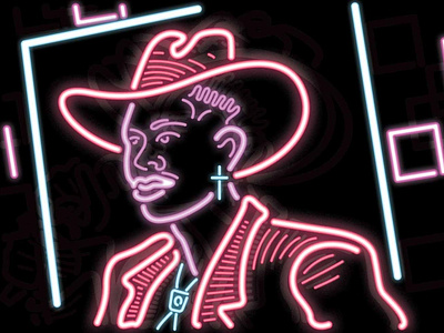 'Lil Nas X - i2i Art Inc. - ©Weld Williams colorful contemporary editorial electric graphic i2i art illustration illustrator lights lil nas neon neon sign people portrait weld williams weld williams