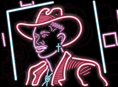 'Lil Nas X - i2i Art Inc. - ©Weld Williams colorful contemporary editorial electric graphic i2i art illustration illustrator lights lil nas neon neon sign people portrait weld williams weld williams