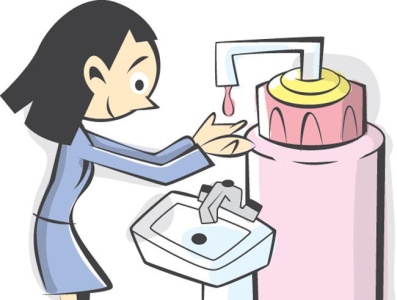 Hand Washing - i2i Art Inc - ©Remy Simard colorful comic editorial hand washing how to humorous hygeine i2i art illustration illustrator people remy simard woman