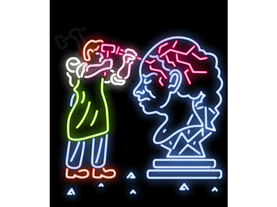 Migraine - i2i Art Inc. - ©Weld Williams animation color conceptual editorial electric headache i2i art migraine neon neon lights neon sign vintage weld williams