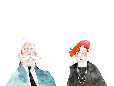 Lord and Lady - i2i Art Inc. - ©Talya Baldwin attitude character colorful handpainted i2i art illustration illustrator lady lord painterly painting people personality portrait talya baldwin watercolor whimsical