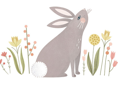 Spring Rabbit - i2i Art - © Clare Owen animals bunny editorial i2i art illustration illustrator rabbit springtime texture