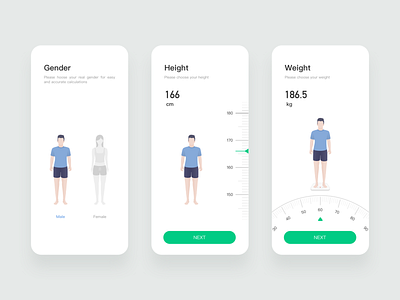 Personal settings gender height setup ui weight